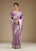 Lavender Zariwork (Gold) Silk Saree