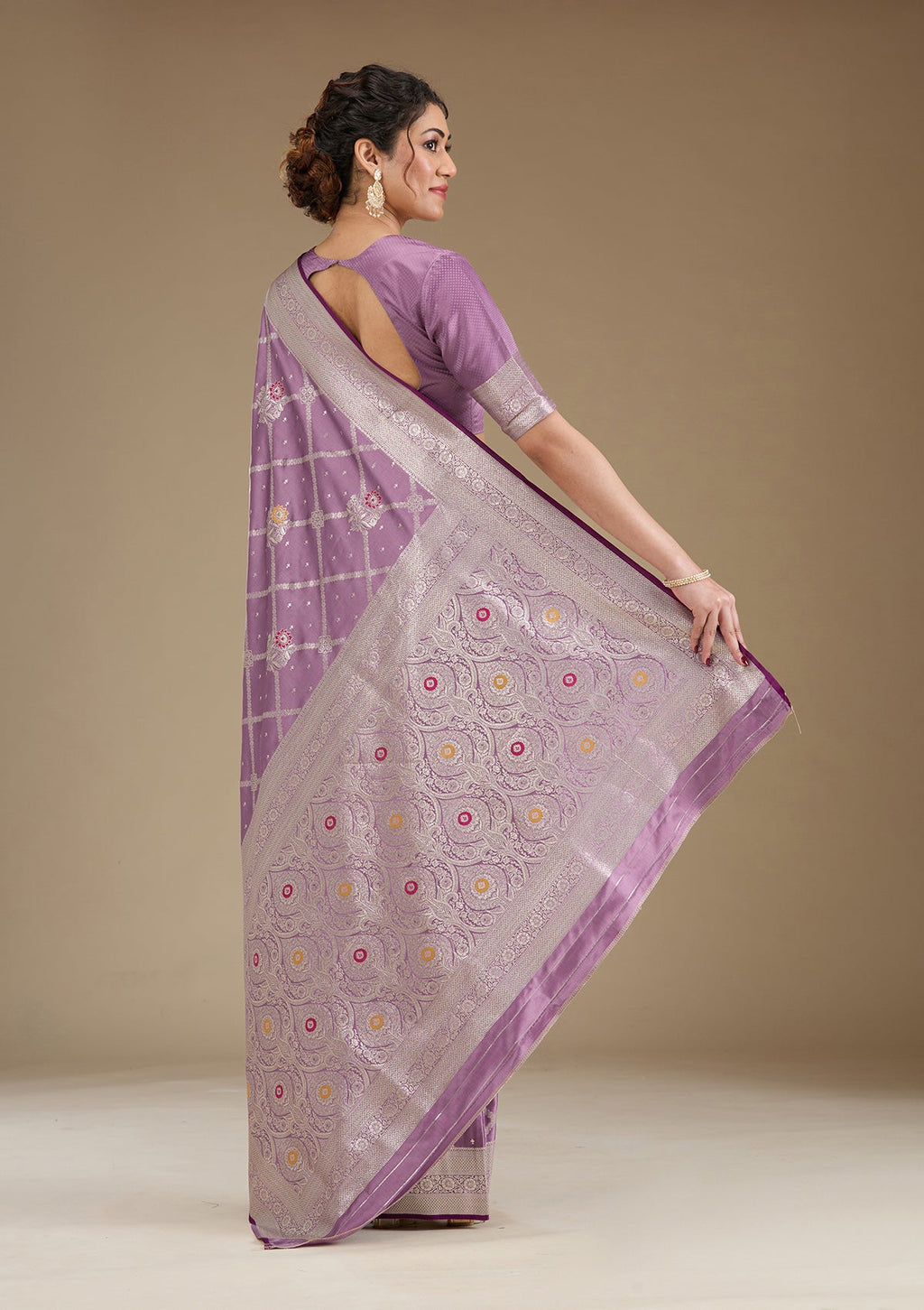 Lavender Zariwork (Gold) Silk Saree