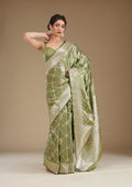 Pista Green Zariwork (Gold) Silk Saree