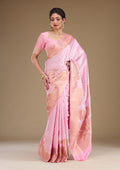 Baby Pink Zariwork (Gold) Silk Saree