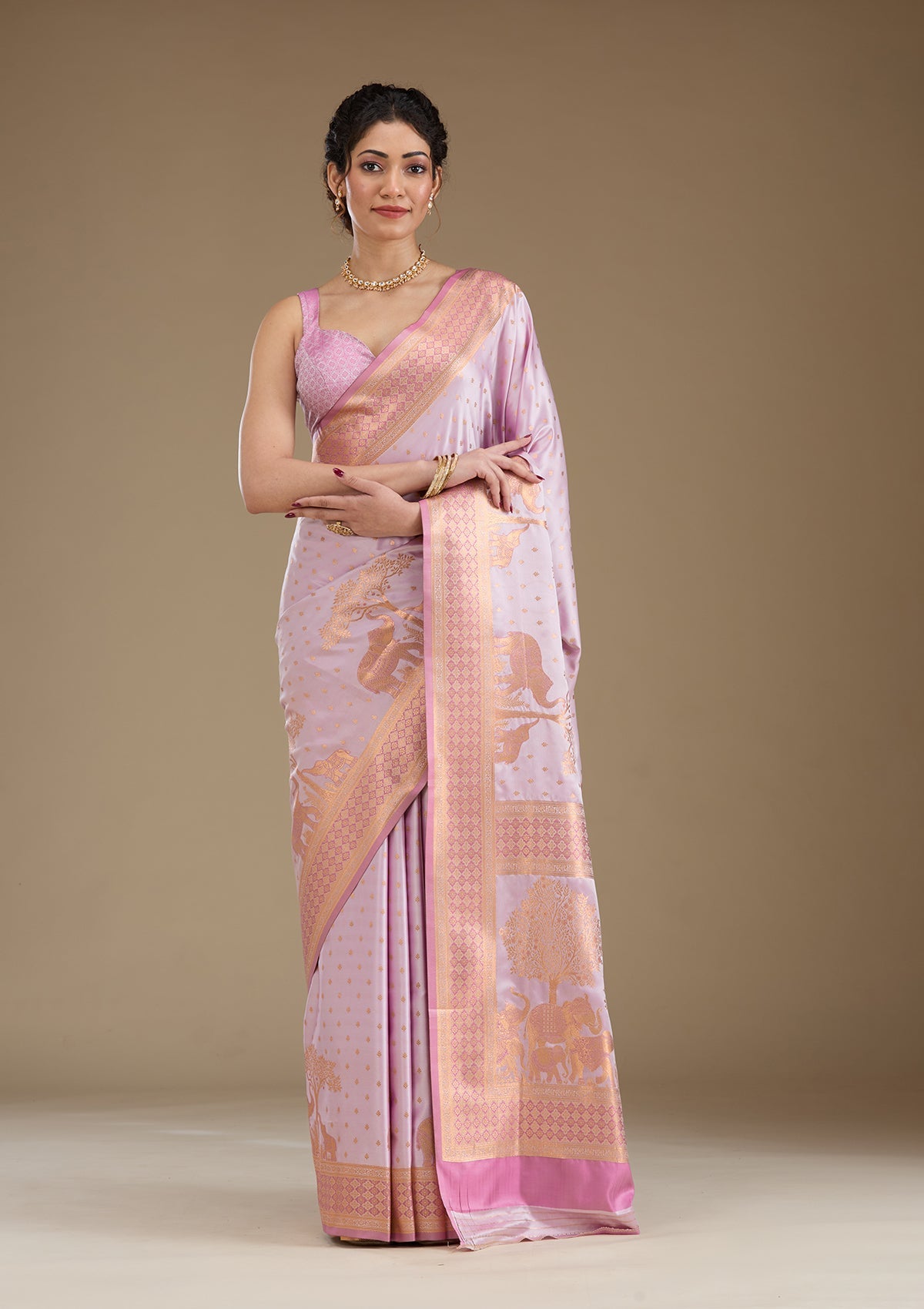 Lavender Zariwork (Gold) Silk Saree