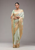 Pista Green Zariwork (Gold) Silk Saree
