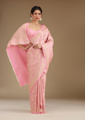 Baby Pink Zariwork (Gold) Silk Saree