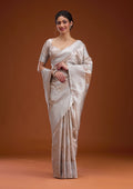 Beige Zariwork Tissue Saree