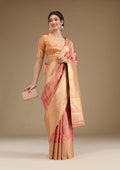 Rani Pink Zariwork Tissue Saree