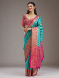 Turquoise Blue Zariwork Tissue Saree