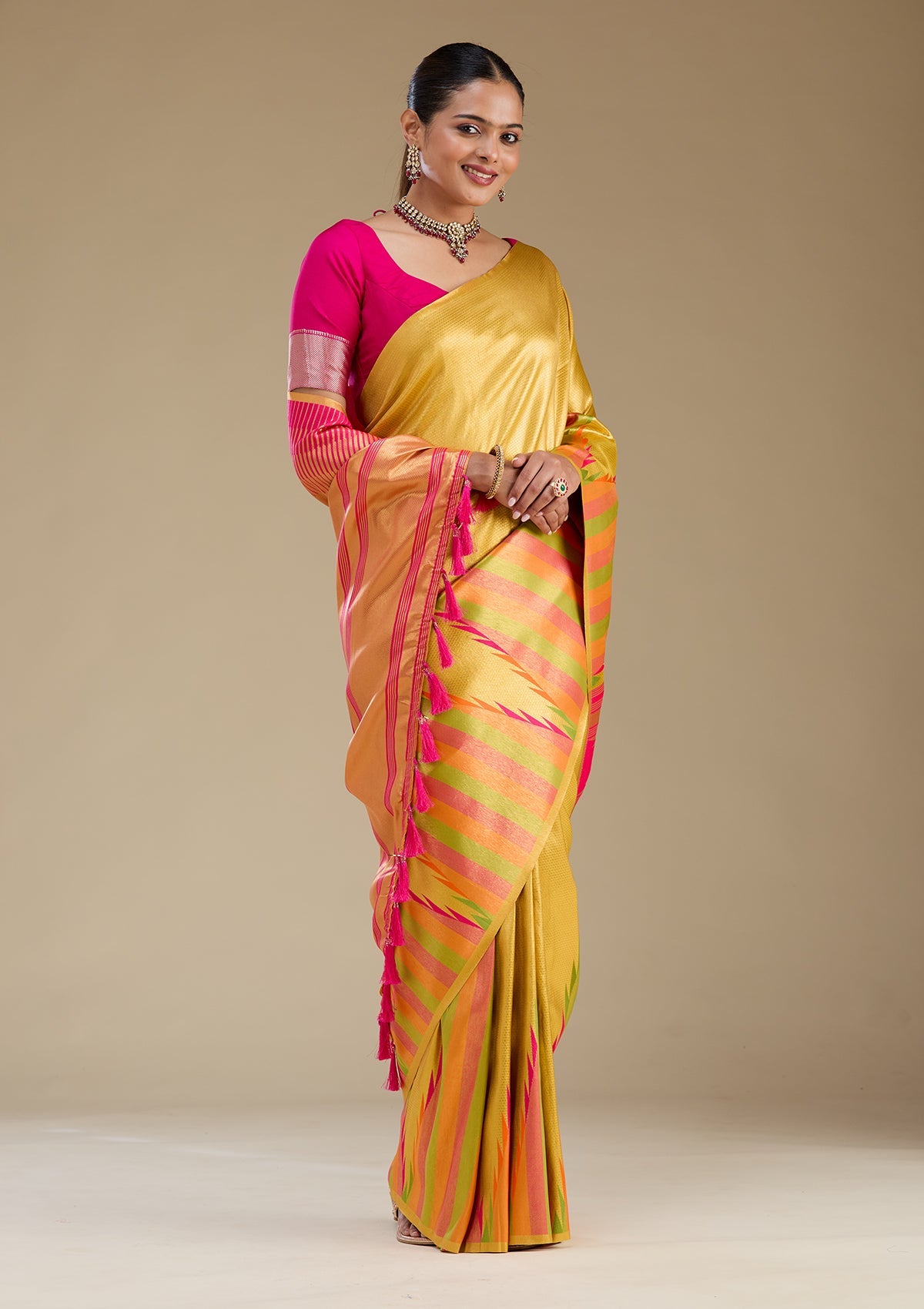 Gold Zariwork Art Silk Saree