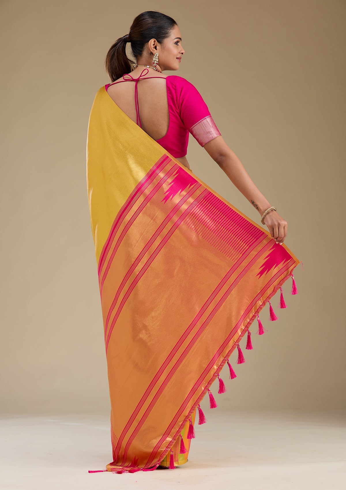 Gold Zariwork Art Silk Saree