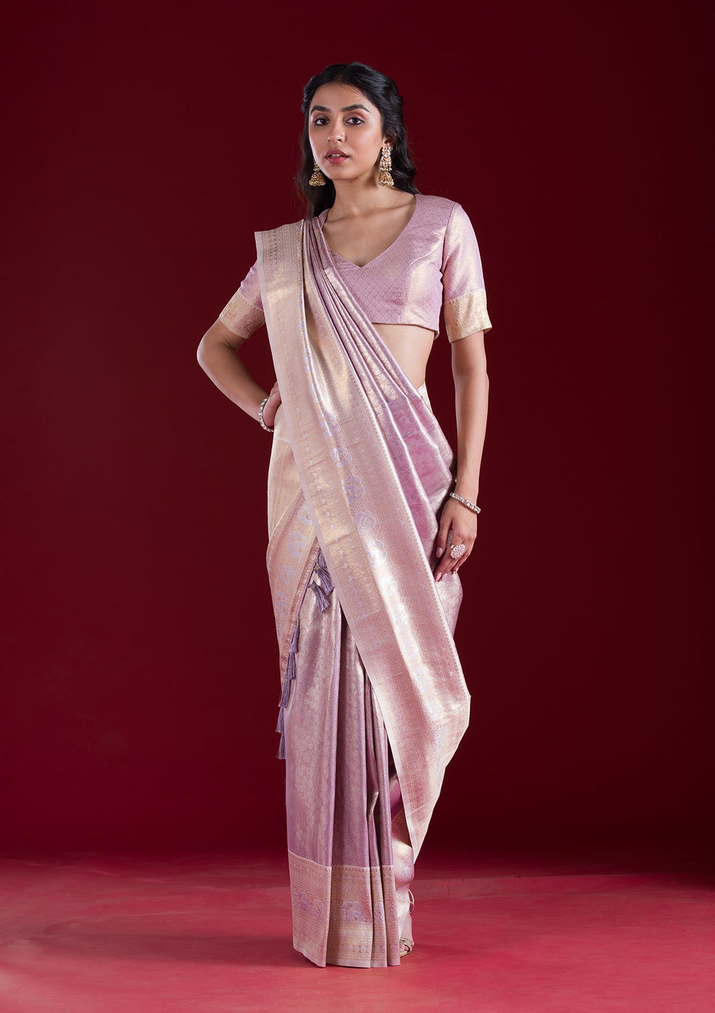 Mauve Zariwork Art Silk Saree