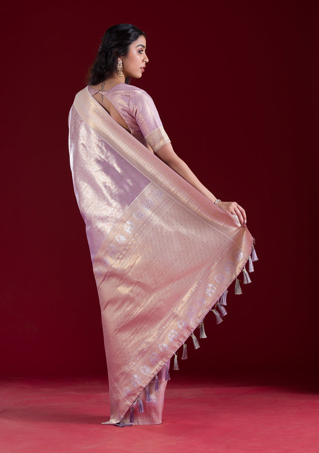 Mauve Zariwork Art Silk Saree