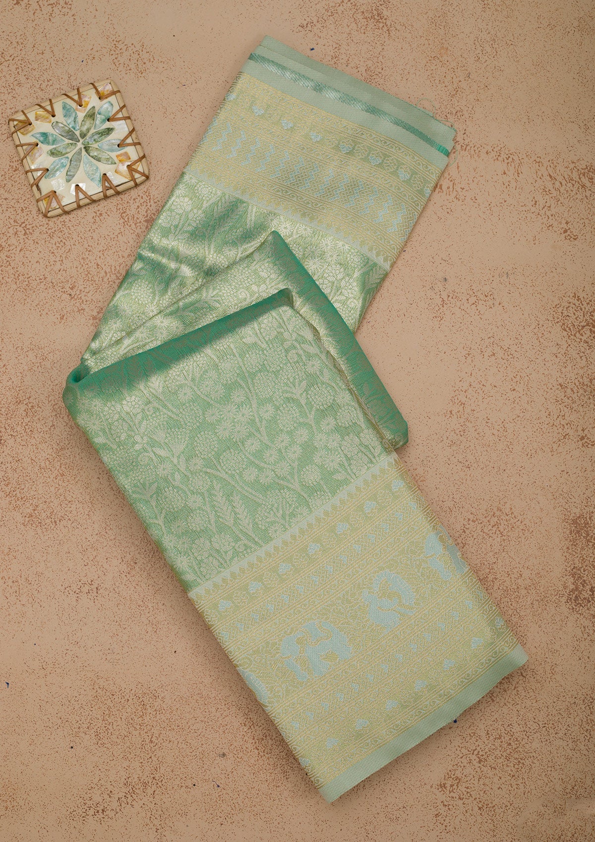 Sea Green Zariwork Art Silk Saree