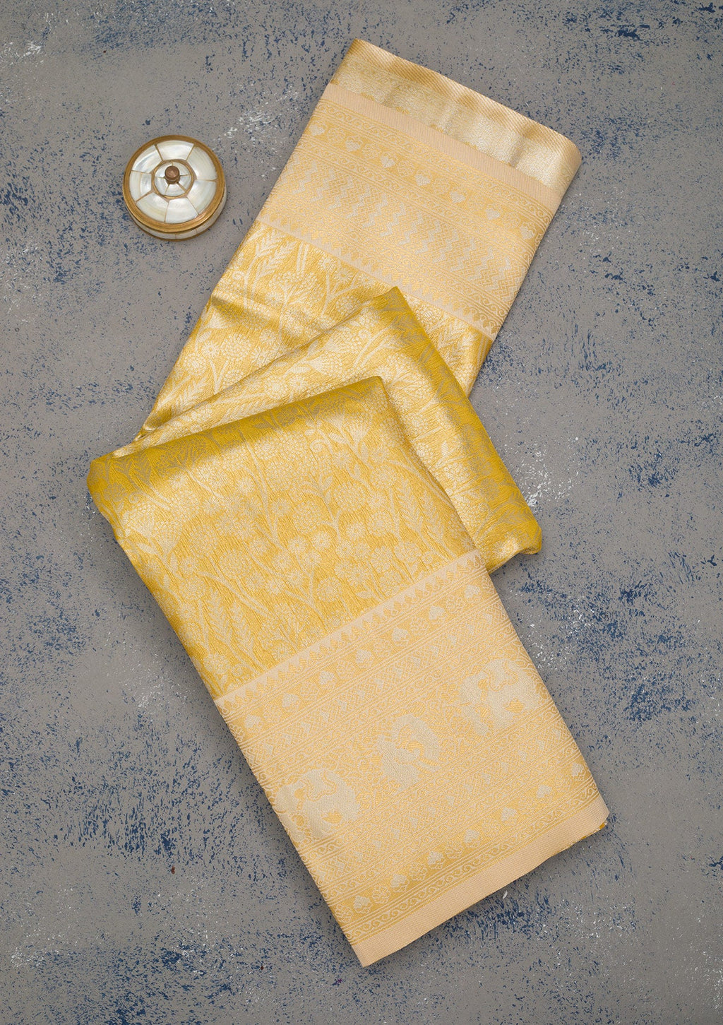 Yellow Zariwork Art Silk Saree