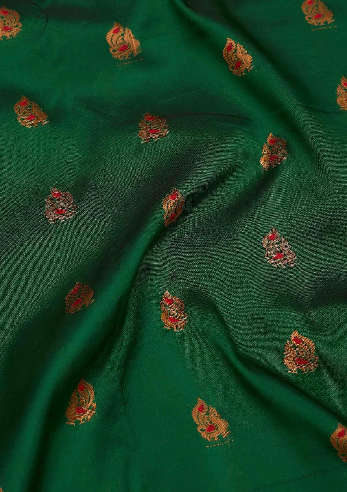 Bottle Green Zariwork Pure Silk Saree