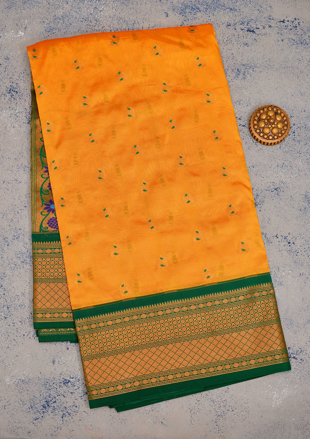 Mustard Zariwork Pure Silk Saree