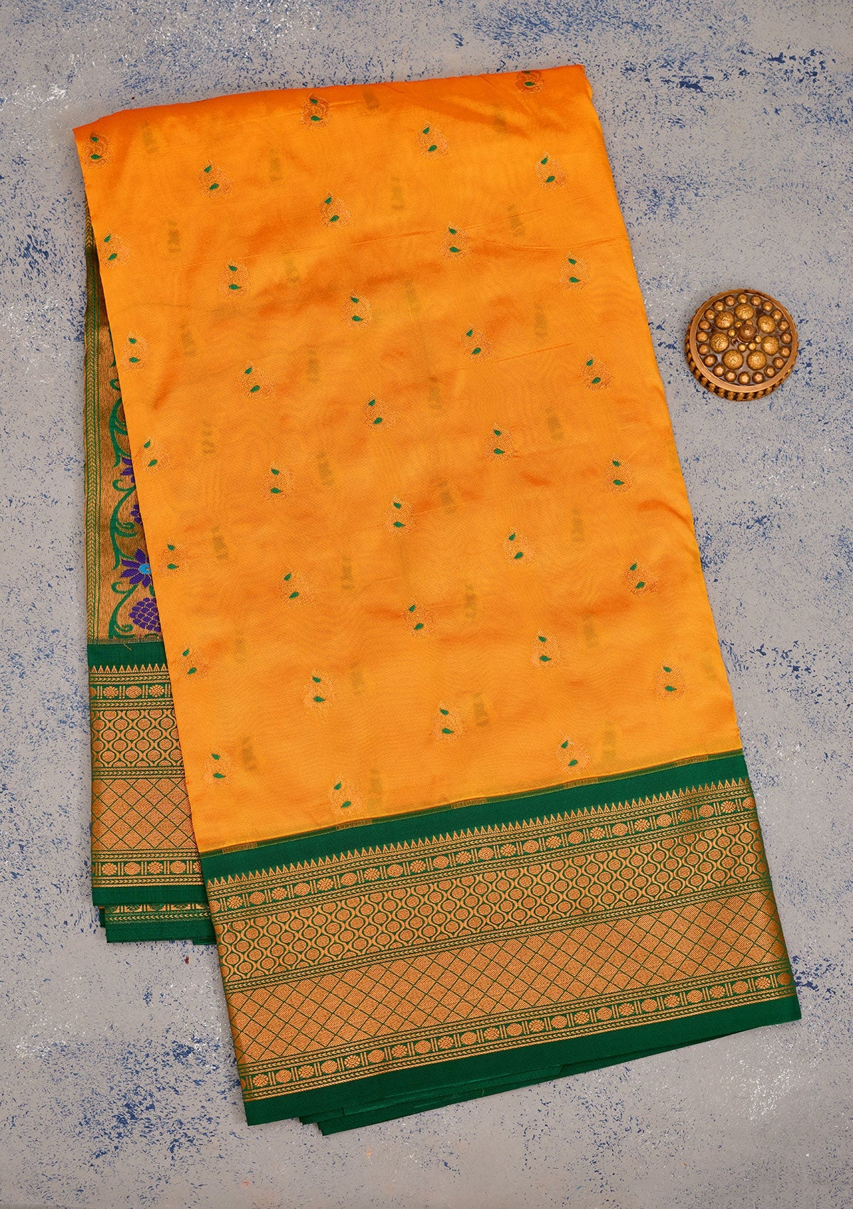 Mustard Zariwork Pure Silk Saree