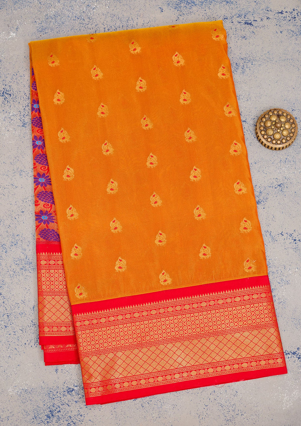 Orange Zariwork Pure Silk Saree
