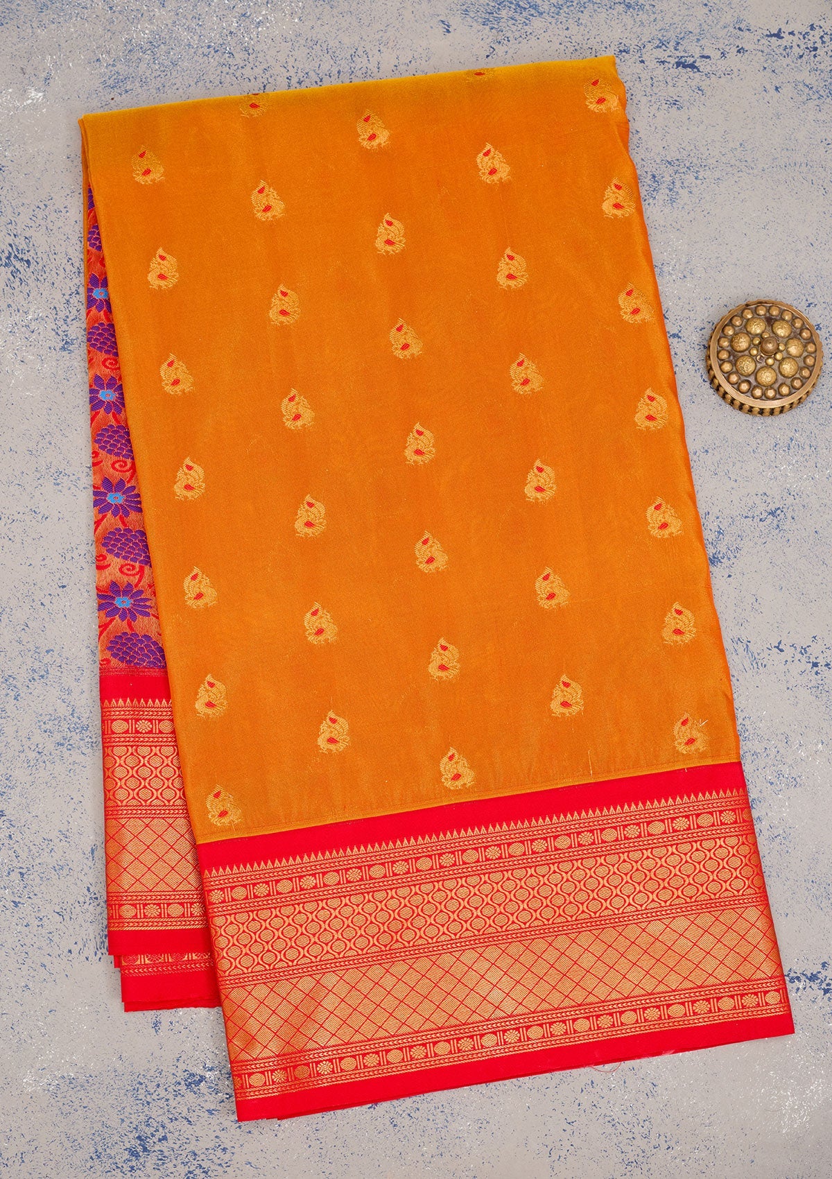 Orange Zariwork Pure Silk Saree