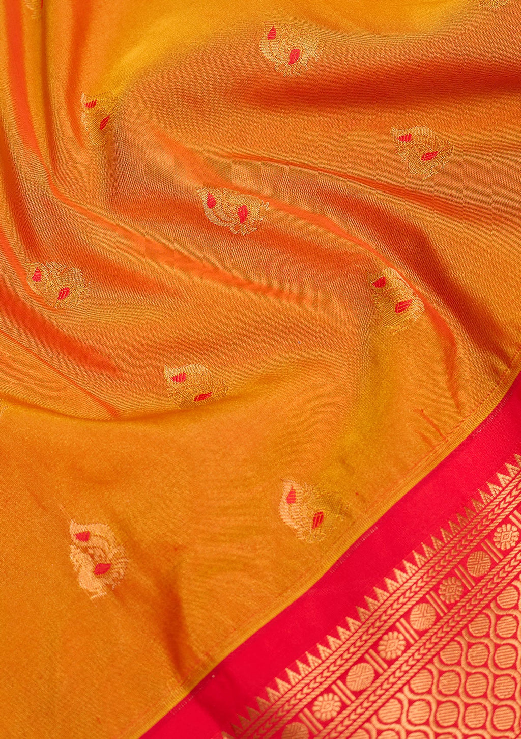 Orange Zariwork Pure Silk Saree