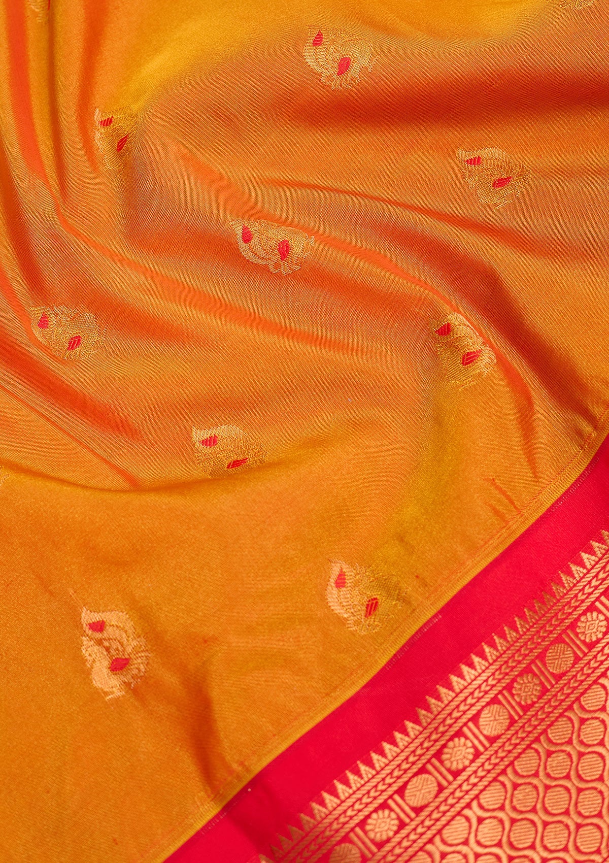 Orange Zariwork Pure Silk Saree