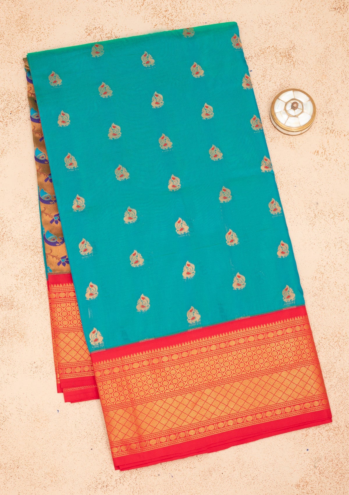 Rama Green Zariwork Pure Silk Saree