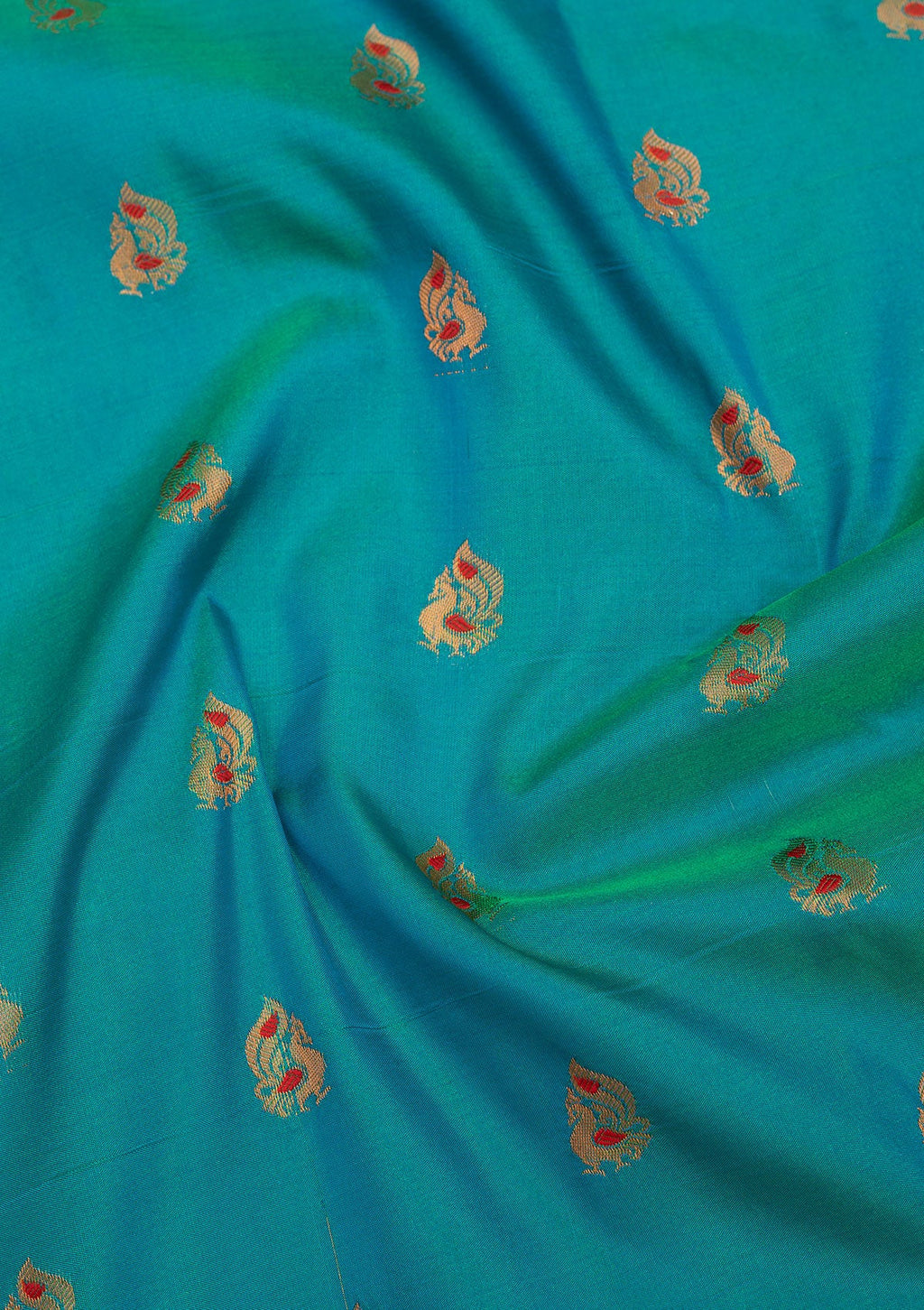 Rama Green Zariwork Pure Silk Saree