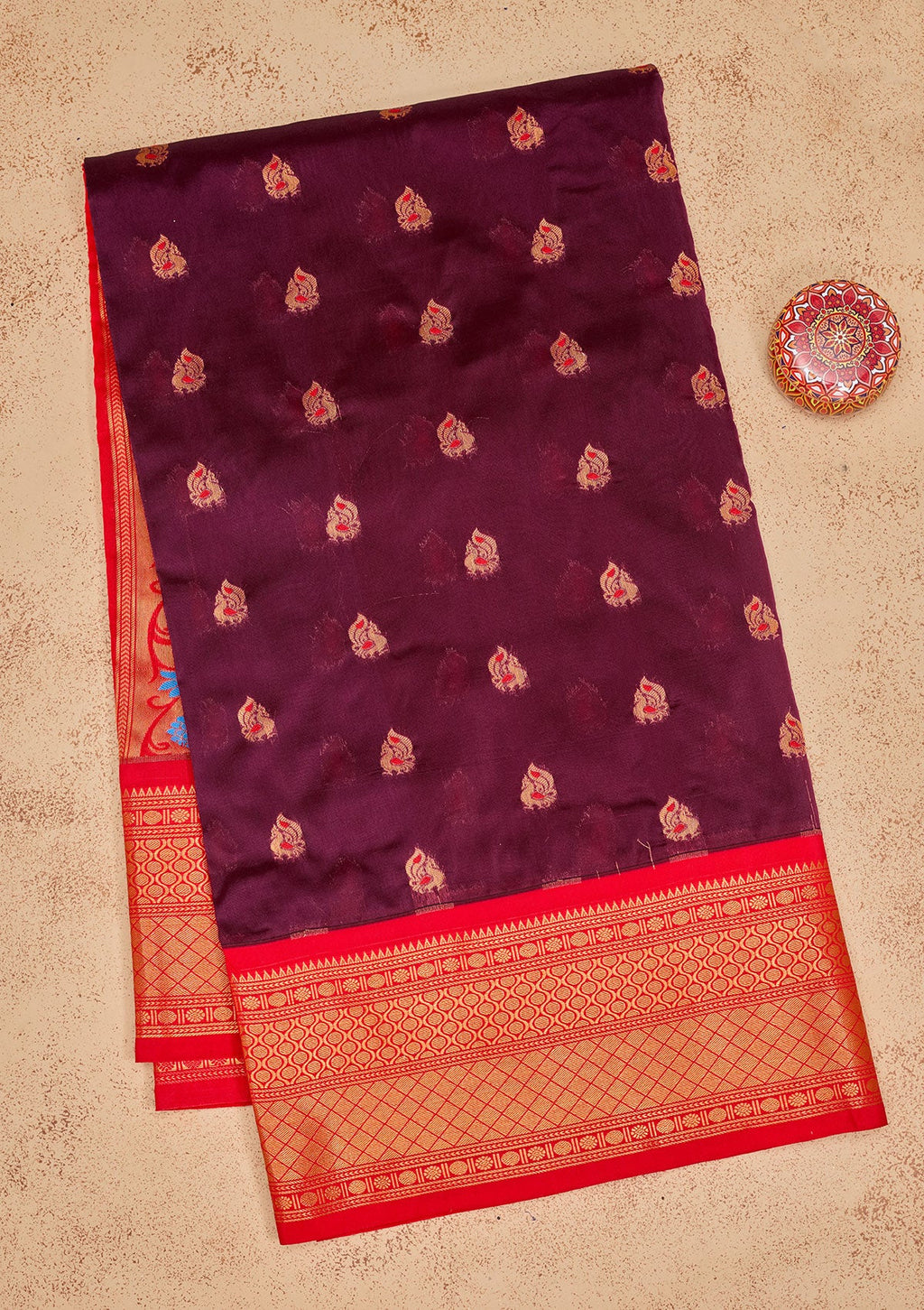 Wine Zariwork Pure Silk Saree