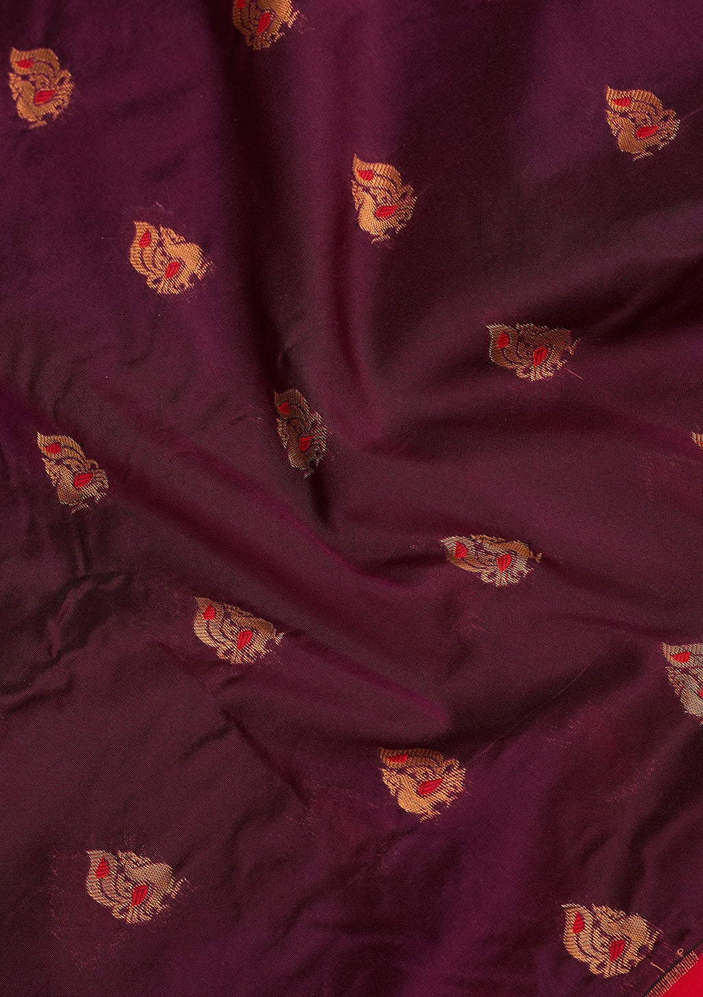 Wine Zariwork Pure Silk Saree