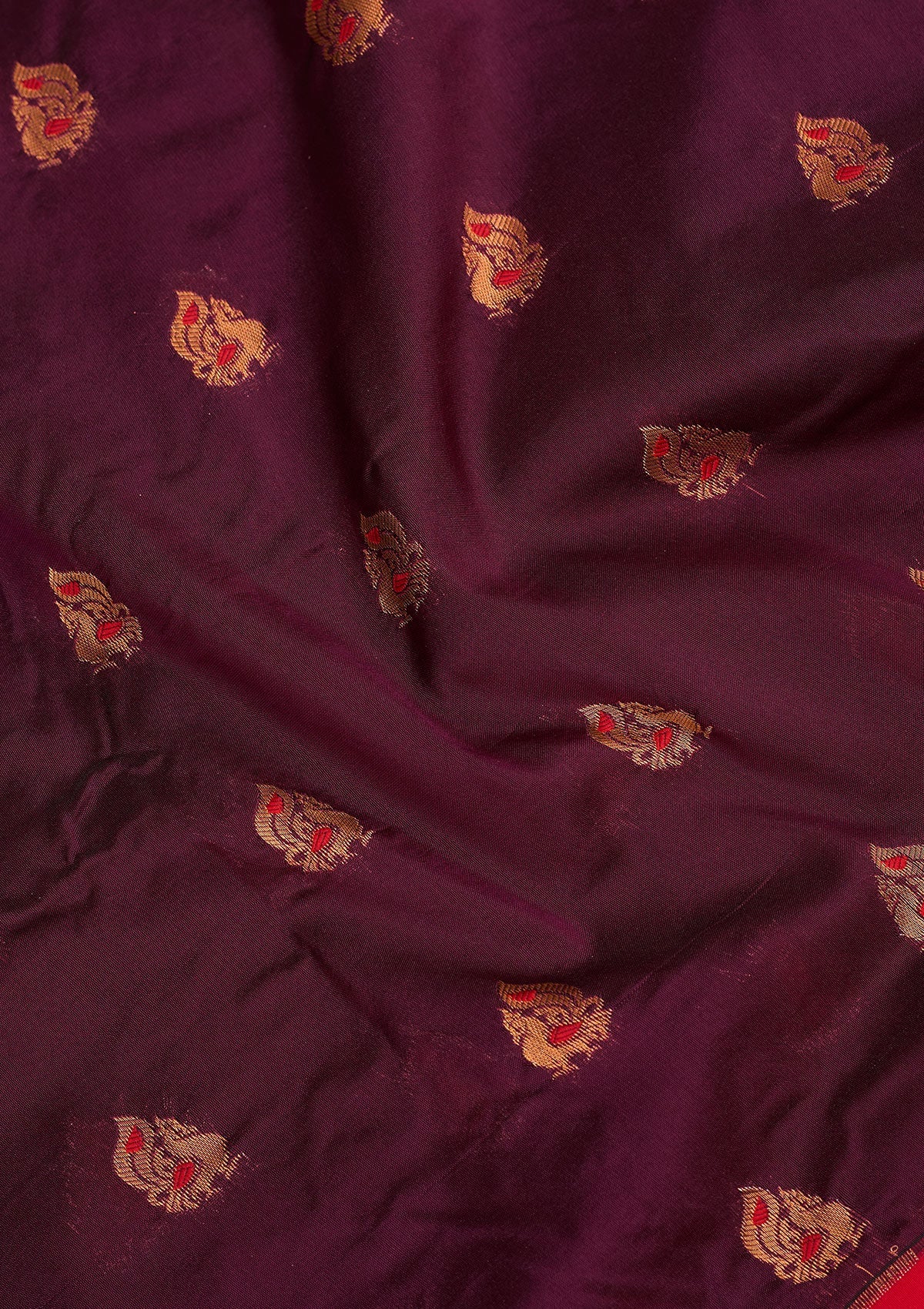 Wine Zariwork Pure Silk Saree
