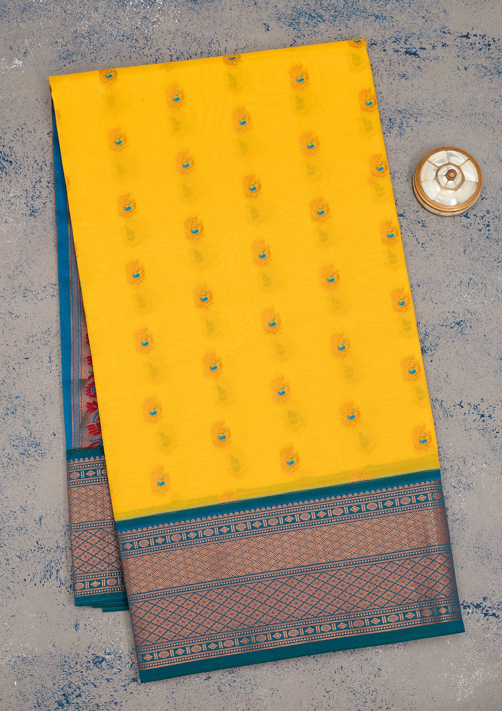 Lemon Yellow Zariwork Pure Silk Saree