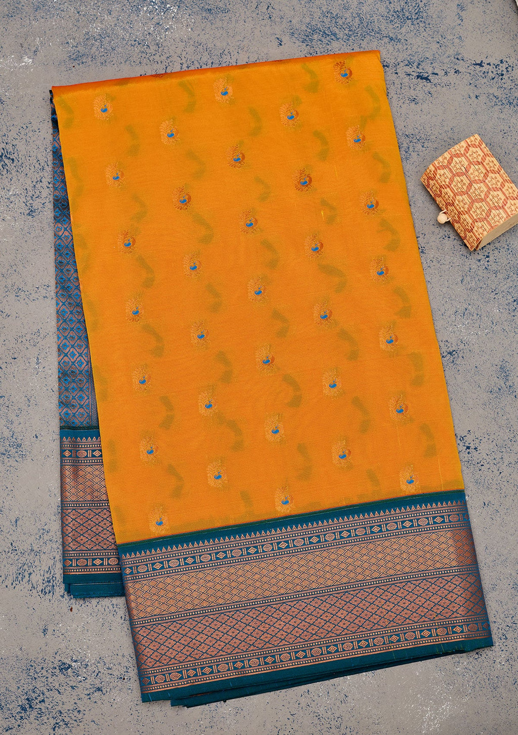 Mustard Zariwork Pure Silk Saree