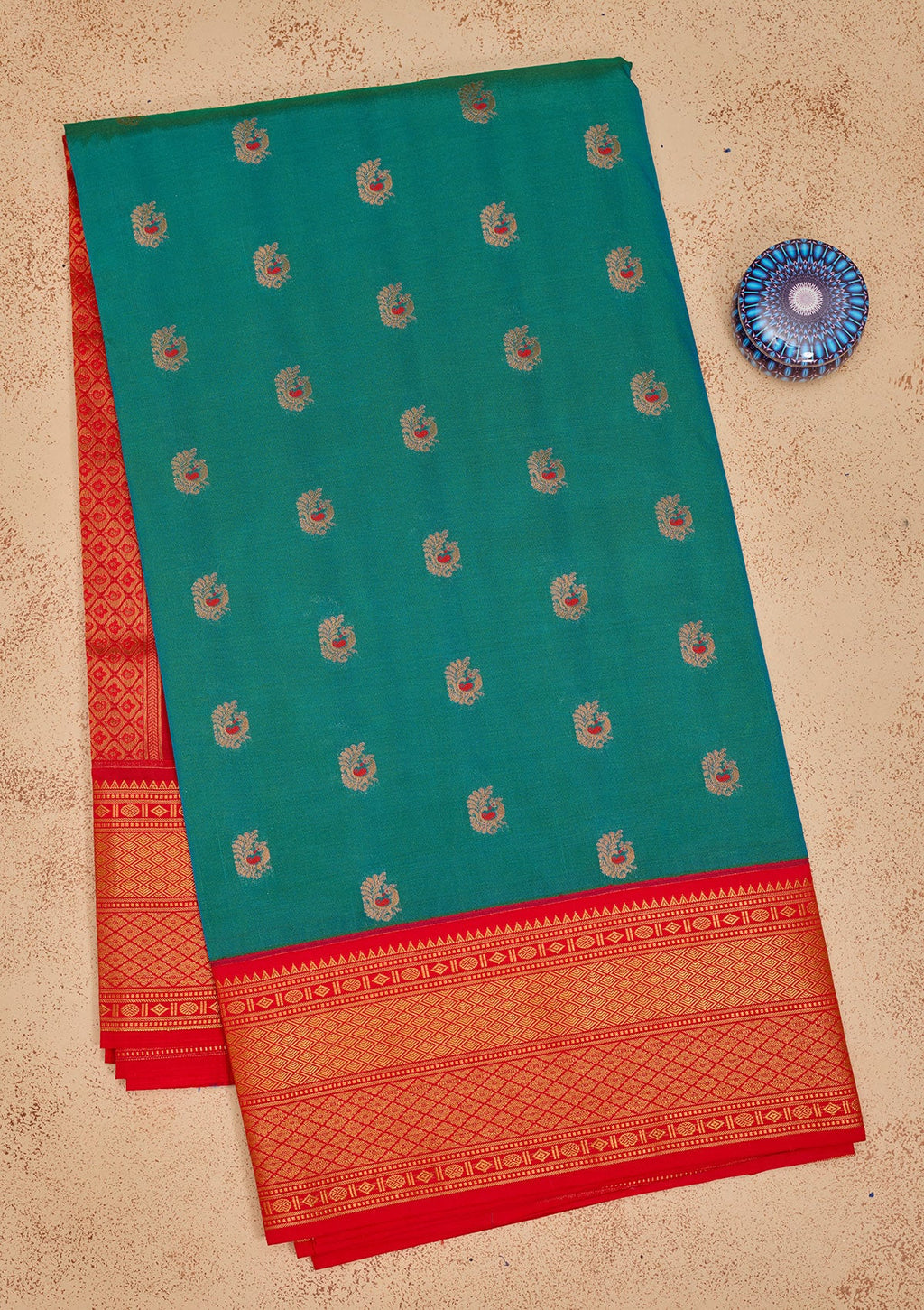 Peacock Blue Zariwork Pure Silk Saree