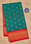 Peacock Blue Zariwork Pure Silk Saree