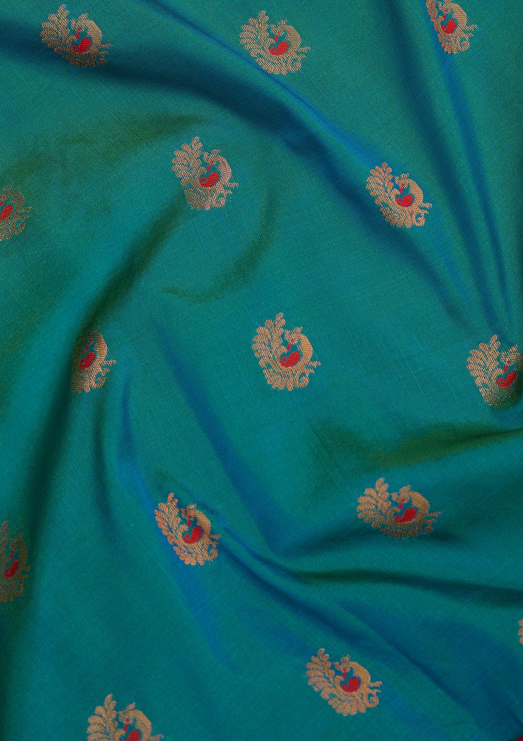 Peacock Blue Zariwork Pure Silk Saree