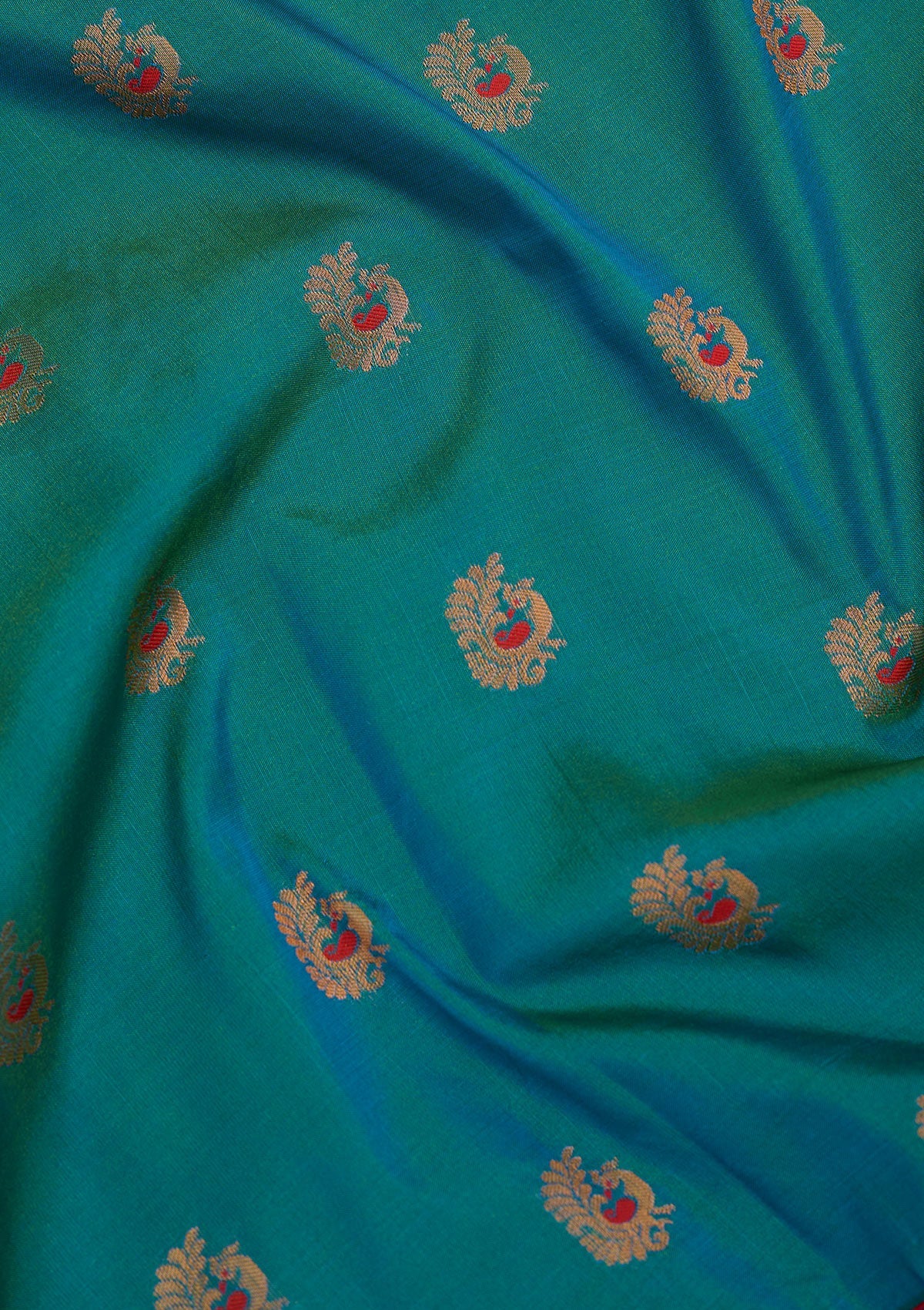 Peacock Blue Zariwork Pure Silk Saree