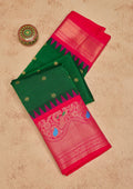 Bottle Green Zariwork Pure Silk Saree