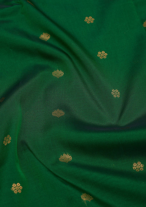 Bottle Green Zariwork Pure Silk Saree