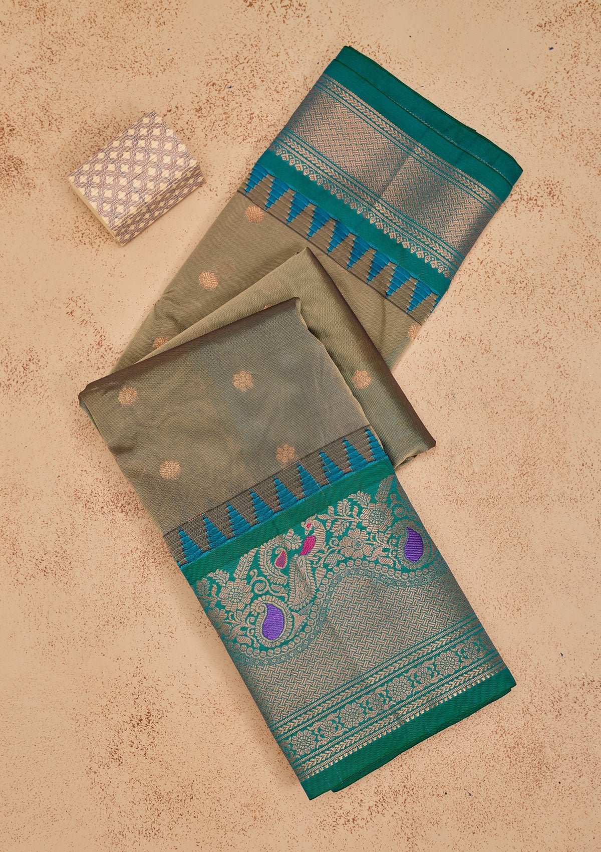 Grey Zariwork Pure Silk Saree