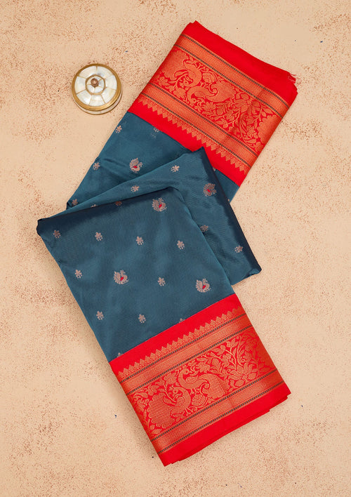 Blue Zariwork Pure Silk Saree