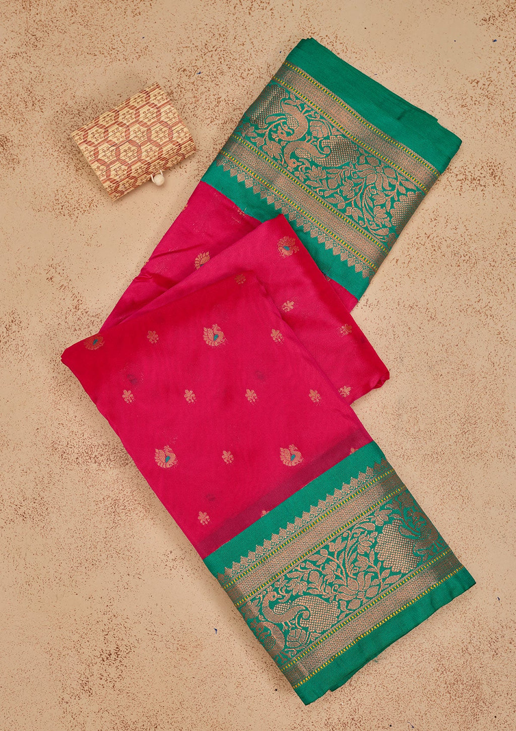 Magenta Pink Zariwork Pure Silk Saree