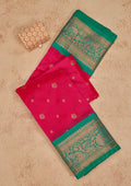 Magenta Pink Zariwork Pure Silk Saree