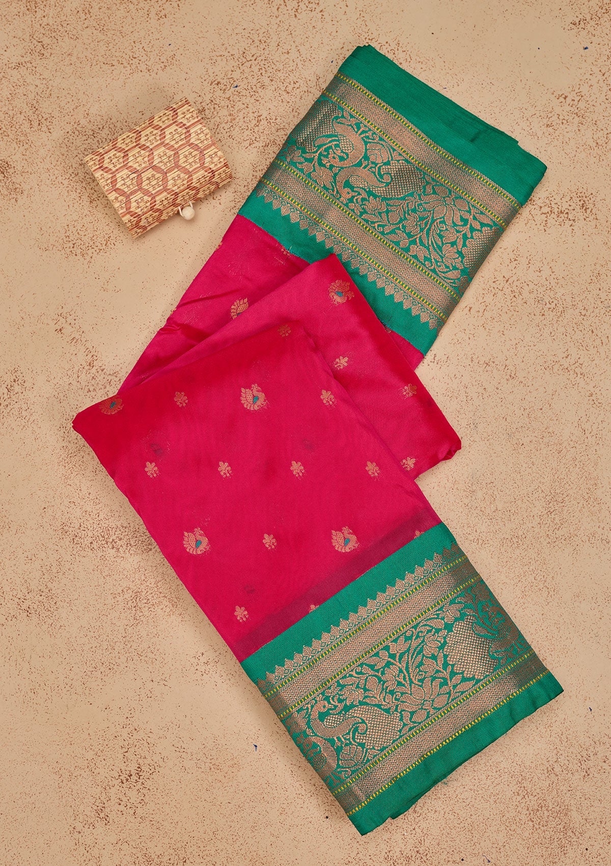 Magenta Pink Zariwork Pure Silk Saree