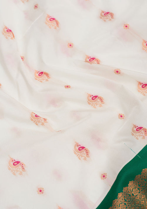Cream Zariwork Pure Silk Saree