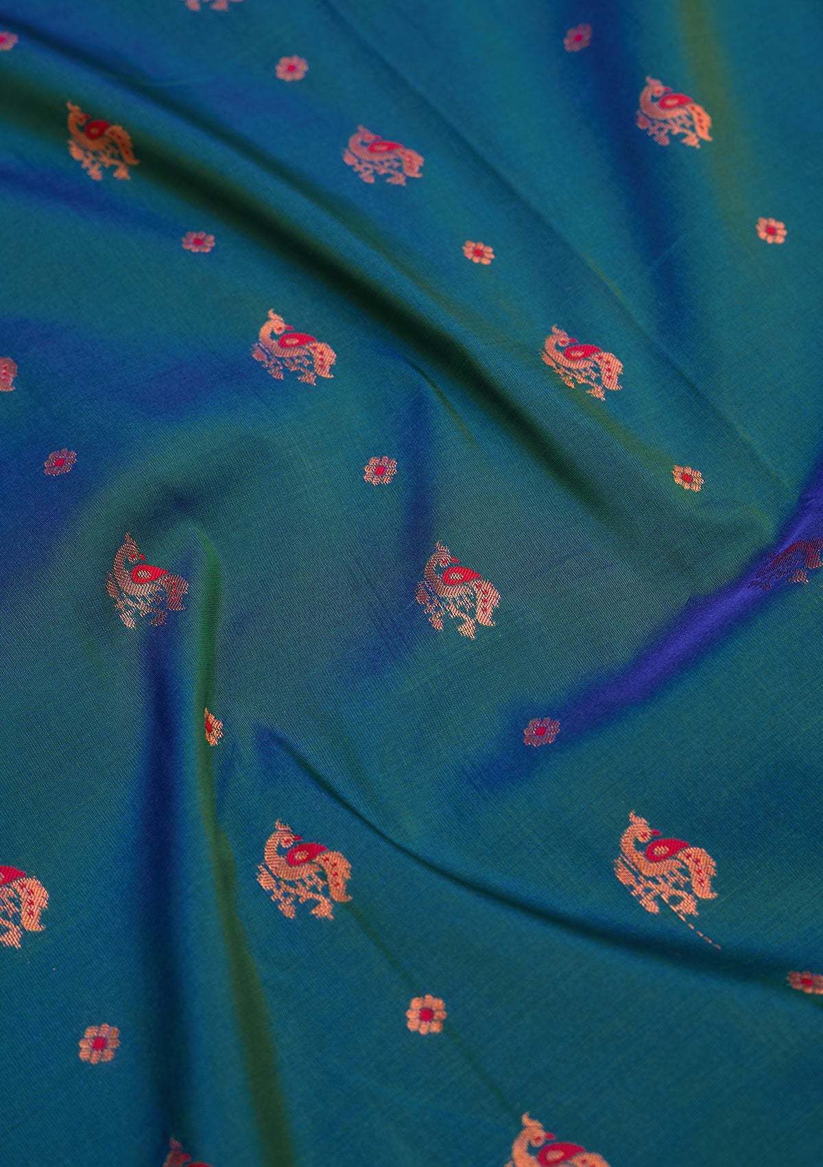 Peacock Blue Zariwork Pure Silk Saree