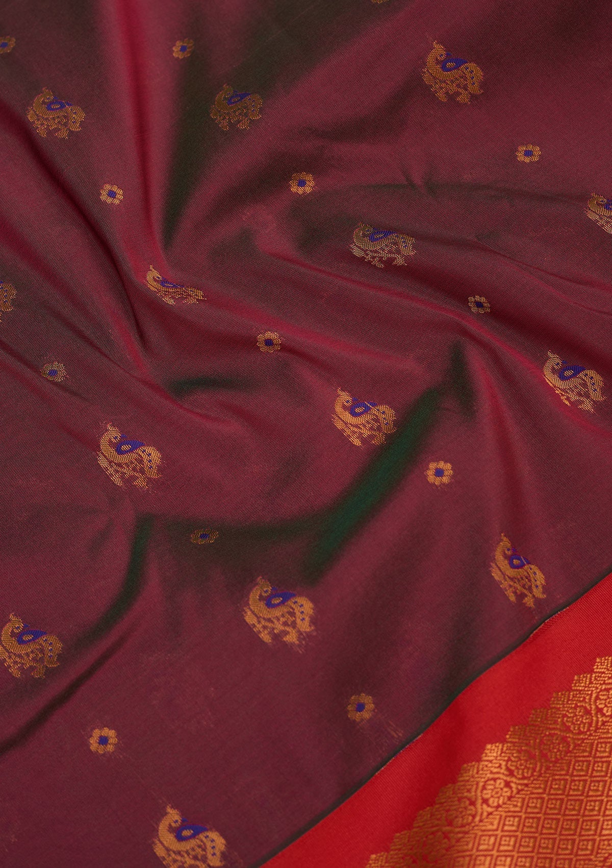 Wine Zariwork Pure Silk Saree