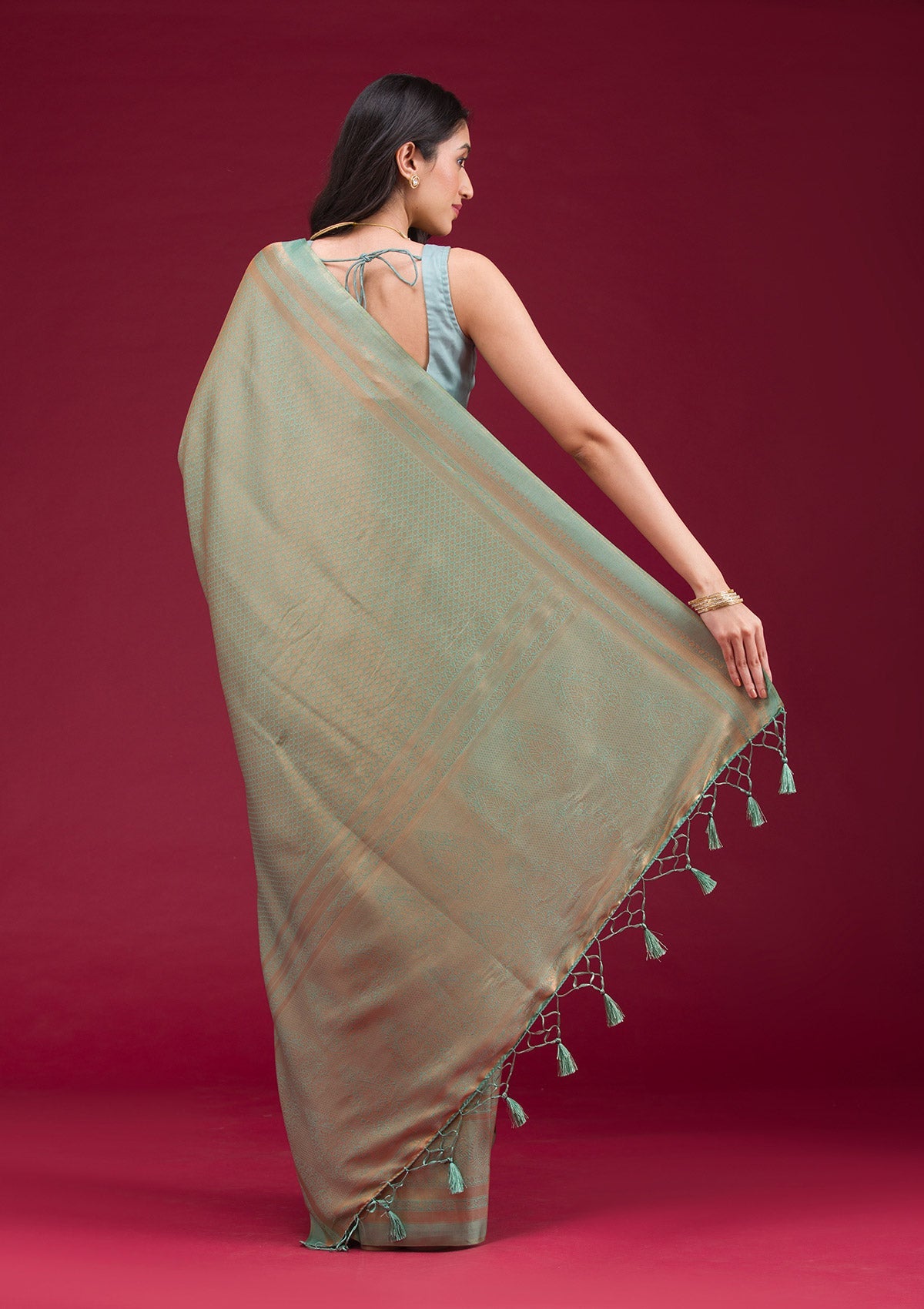 Sea Green Zariwork Art Silk Saree