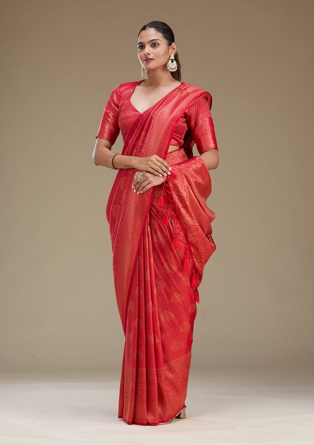 Red Zariwork Art Silk Saree