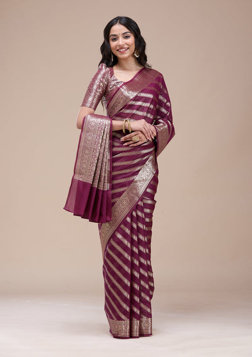 Brown  Zariwork (Gold) Banarasi Silk Saree