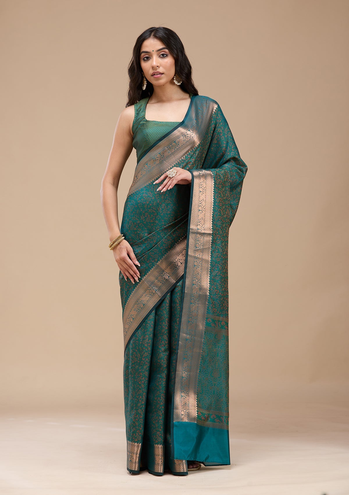 Rama Green Zariwork (Gold) Banarasi Silk Saree