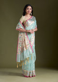 Sea Green Zariwork (Gold) Tissue Silk Saree