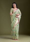 Pista Green  Zariwork (Gold) Banarasi Silk Saree